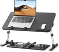 Desk, Table, SAIJI Adjustable Laptop Stand, Breakfast Tray, 5 Heights, 4 Angles, Stable Folding Table for Bed Sofa Desk, Suitable for Laptops up to 17 Inches (60 x 33 cm Black)