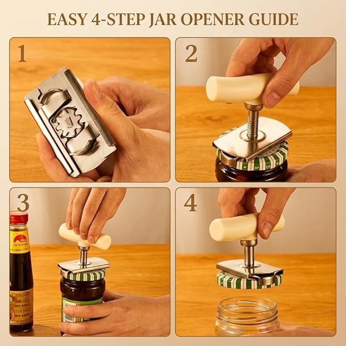 Jar Opener for Weak Hands, Adjustable Stainless Steel Jar Opener with Non-Slip Grip, Bottle Opener Lid Remover Kitchen Tool for Seniors Arthritis and Everyday Use (2, White)