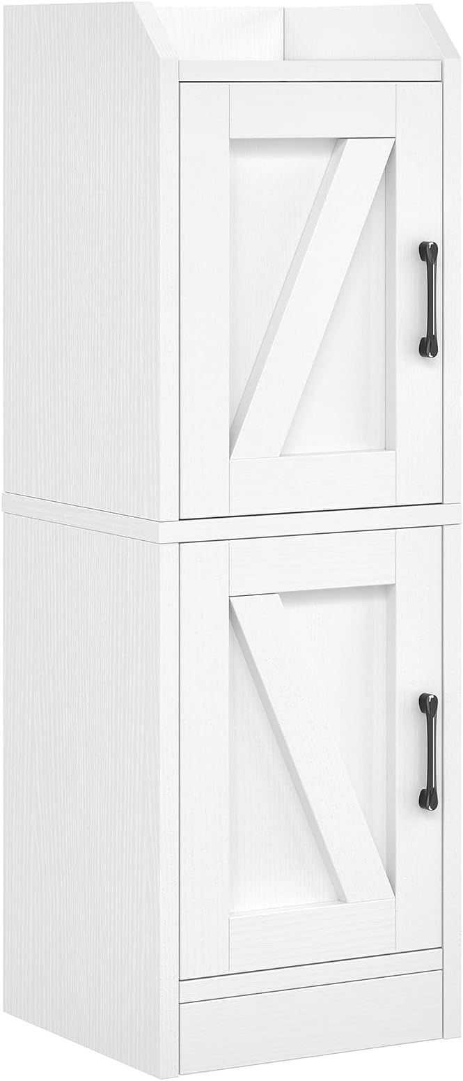 Narrow Bathroom Storage Cabinet with 2 Doors and Shelves, 9.8" W Small Storage Cabinet for Toilet Paper Storage, Slim Cabinet for Small Spaces, Bathroom, Kitchen, 9.8" W × 7.9" D × 29.5" H, White