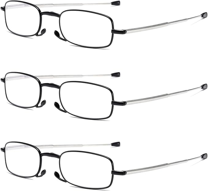 Folding Reading Glasses for Men Women, Keychain Compact Readers Blue Light Portable Pocket Eyeglasses