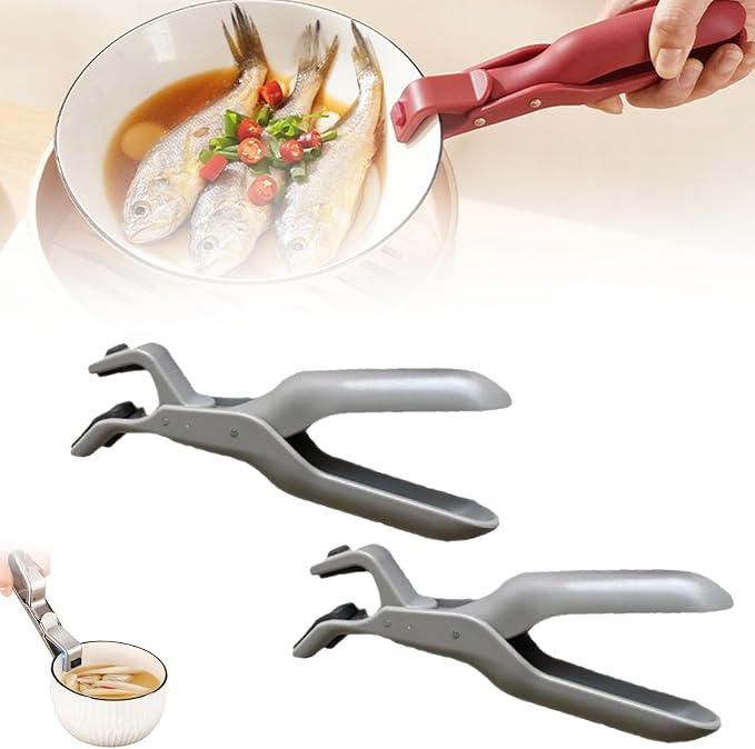 Multi-Purpose Anti-Scald Bowl Holder Clip for Kitchen, 2026 New Silicone Non-Slip Heat Insulation Anti-scald Clip, Multi-Function Anti-Scald Bowl Clip Hot Bowl Dish Plate Gripper Clips (Gray, 2PCS)