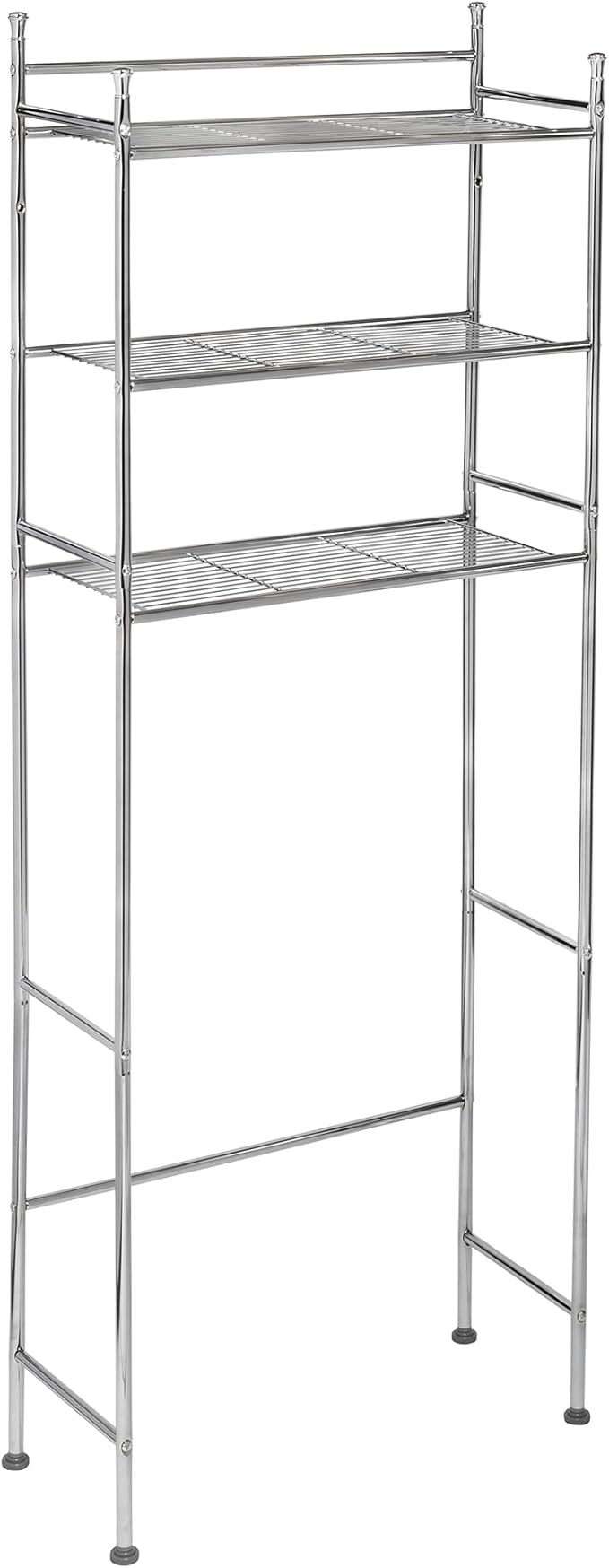 Honey-Can-Do 3-Tier Metal Bathroom Shelf Space Saver, Over The Toilet Storage Rack Organizer, Adjustable Chrome Wire Shelving Unit for Towels & Toiletries, 9.5 x 23 x 60 in