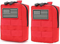 2 Pack Tactical Molle Pouches Small Molle Utility Pouch Small Tactical Accessory Bag Belt Pouches Vest Pouch Compact Water-Resistant EDC Pouch with Flag Patch