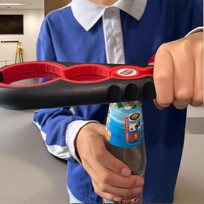 Multi-Function Bottle and Jar Opener, 6-in-1 Kitchen Tool,Glass Can Opener,Suitable for Kitchens and Dining Rooms,Can be Easily Opened by Women,Children and the Eldlely(Red)