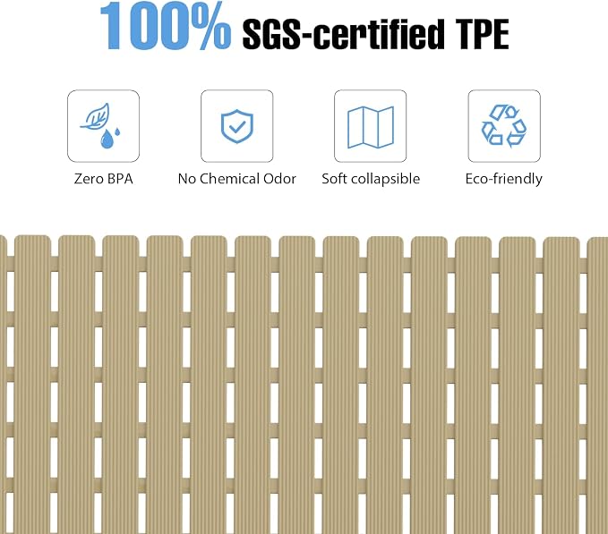 Shower Mat Non-Slip Bath Mat for Tub and Shower Stall,236 Suction Cups with Drain Holes, Quick Dry Machine Washable, Extra Grip for Stand Up Showers, Bathroom Essentials 24x24 Inch (Brown)