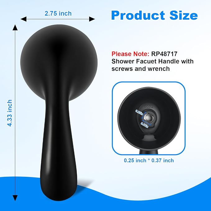 RP48717 Shower Handle Replacement, Compatible with Delta 13/14 Series Tub Shower Faucet, Single Handle Tub and Shower Faucet Handle (Matte Black)