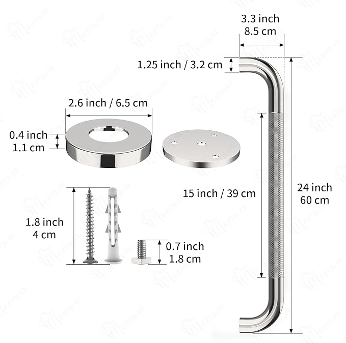 2 Pack 24 Inch Shower Grab Bar with Anti-Slip Grip, iMomwee Chrome Stainless Steel Bathroom Grab Bar Handle, Shower Balance Bar, Safety Hand Rail Support, Handicap Elderly Senior Assist Bath Handle