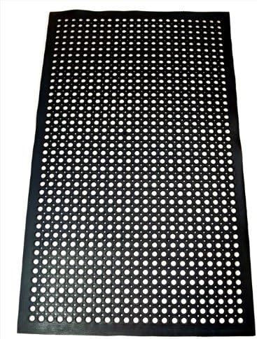 New Star Foodservice Commercial Grade Grease Resistant Anti-Fatigue Rubber Floor Mat, 36" x 60", Black