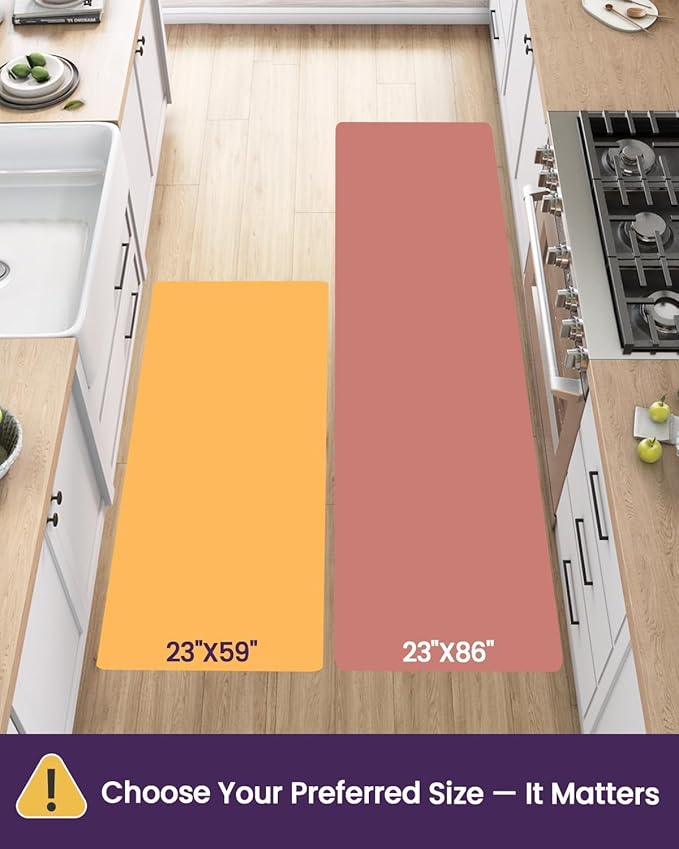 DEXI Kitchen Mats Cushioned Anti Fatigue, 23x86 Floor Padded Runner Rug Non Slip, Waterproof Standing Comfort Memory Foam for Front Sink Laundry, Dark Grey