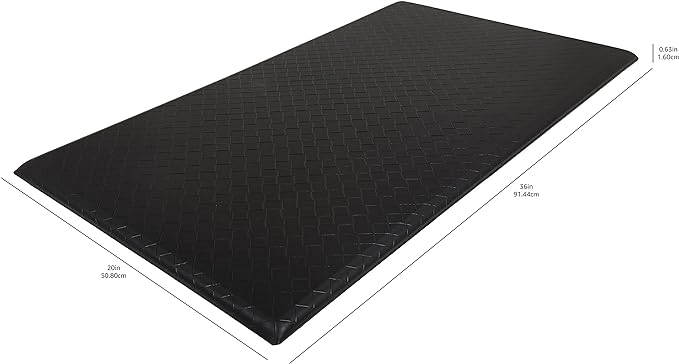 Amazon Basics Anti-Fatigue Standing Mat, Non-Slip, Cushioned Comfort Mat for Home, Office and Kitchen, 20" x 36" x 0.6", Black, 1-Pack