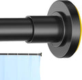 CorkLatta Black Shower Curtain Rod 31 to 80 Inch,1 Inch Diameter Heavy Duty Adjustable Spring Tension Stainless Steel Telescopic Rod,Easy Install,No Rust