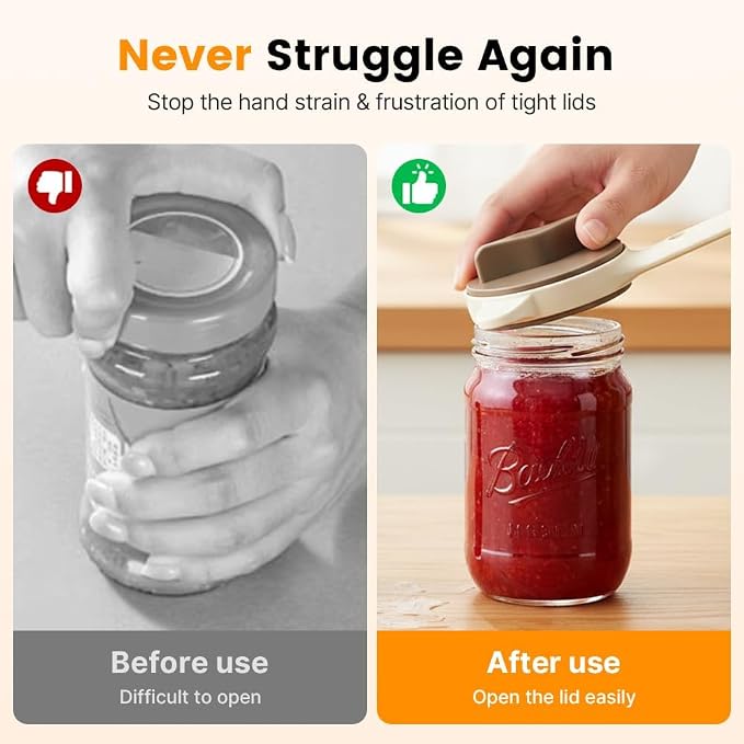2026 Upgrade 4 in 1 Jar Opener, Multi-function Can & Bottle Caps Opener for Seniors & Weak Hands, Adjustable Stainless Steel Lid Remover for Kitchen Canned Goods (Purple)