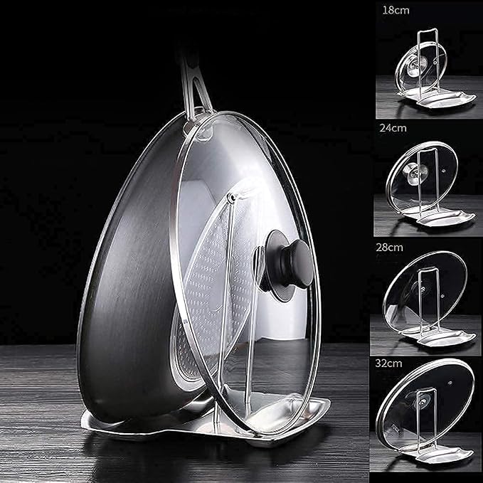 Pan Lid Holder Progressive Lid and Spoon Rest Shelf 304 Stainless Steel Pan Lid Organizer Kitchen Decor Tool