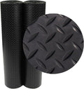 Rubber-Cal Diamond-Plate Rubber Flooring Roll - 3 mm x 4 ft x 2.5 ft Roll - Black