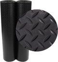 Rubber-Cal Diamond-Plate Rubber Flooring Roll - 3 mm x 4 ft x 1.5 ft Roll - Black