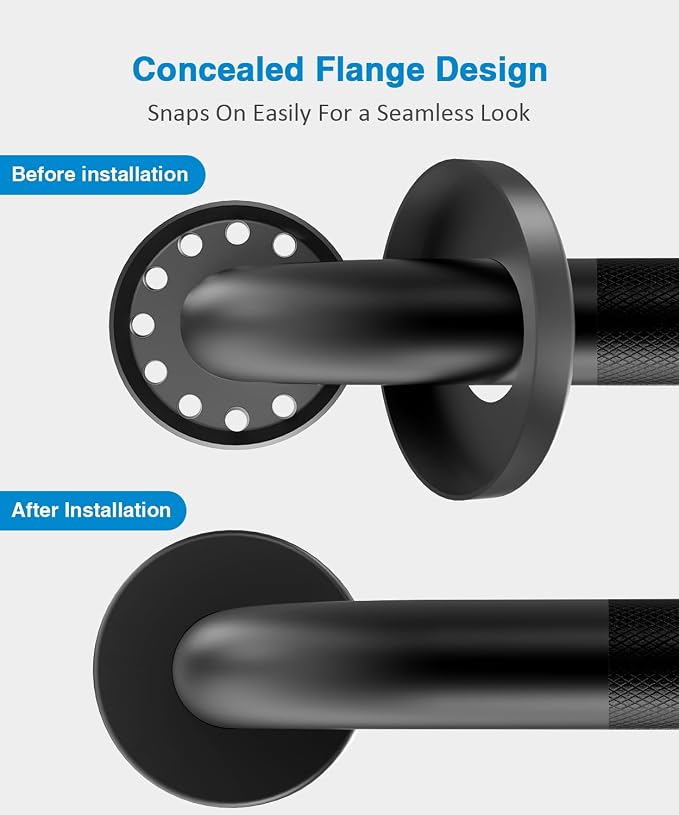 Grab Bar Bundle for ADA Compliance, Matte Black Stainless Steel 1.5" Diameter 3-Piece Set (18", 36", 42") for Commercial Restrooms & Shower Safety Bars for Seniors with Knurled Grip