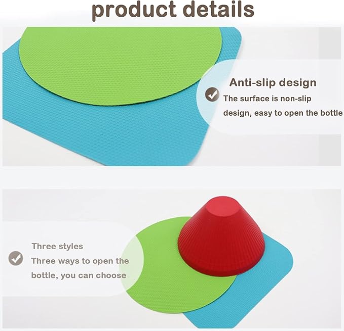 Jar Gripper Multi Purpose Reusable Rubber Gripper Jar Opener Gripper Rubber Jar Multi Purpose Bottle Lid Openers Fit for Most Bottles Set of 3