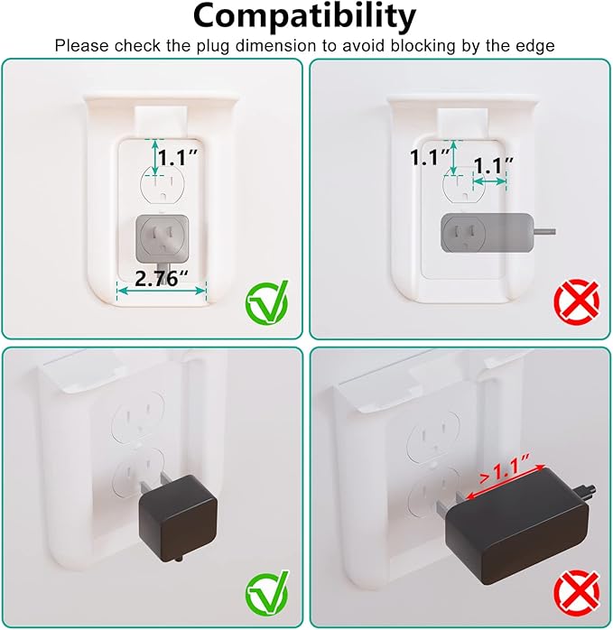 WALI Outlet Shelf Wall Holder, Bathroom Shelf up to 10lbs Standard Vertical Duplex Wall Organizer for Smart Home Decor Space Saving Power Tools, Toothbrush (OLS001-W), 1 Pack, White