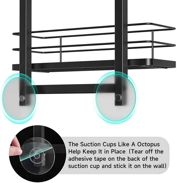 Shower Caddy Hanging (Black), Adjustable Anti-Swing-Over The Shower Head Caddy, 4 Tier Stainless Steel Bathroom Storage Organizer Bathroom Shelves Basket Rack Shower Caddies (4Tier)