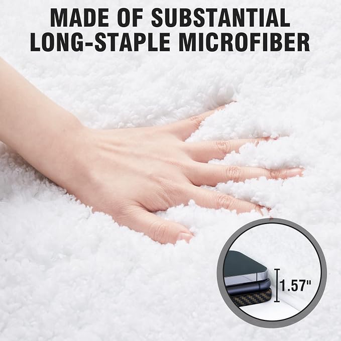 TECHMILLY Super Soft Shaggy Bathroom Rugs, Absorbent Thick Non Slip Microfiber Bath Rugs, Quick Dry Machine Washable Bath Mat for Bathroom Floor, Bathtub and Shower 20"x32"