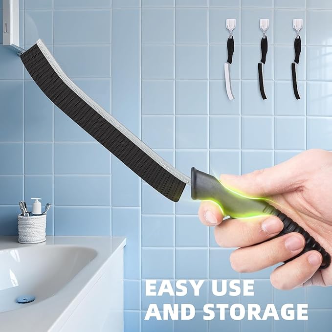 TQRR Hard Bristle Crevice Cleaning Brush-Thin Gap Scrub Brush, Small Cleaning Brush, Grout Brush, Kitchen Brush, Cleaning Tools for Toilet, Bathroom, Sink, Home, Household, Window (6, Black)