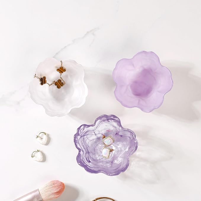 Gifts for Women Flower Jewelry Dish Ring Holder Jewelry Tray Vanity Organizer Room Decor Aesthetic Dorm Bathroom Decor Decorative Trinket Dish for Rings Earrings Necklaces Friendship Birthday Gifts