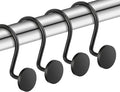CHICTIE Black Shower Curtain Hooks, 12 Pieces, Metal, Shower Curtain Rings, Modern Decorative Design