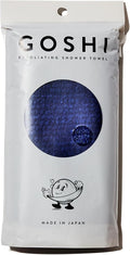 GOSHI Exfoliating Shower Towel - Long Body Scrubber for Back Acne, KP & Smooth Skin - Durable Rip-Resistant Weave, Quick-Dry Nylon Washcloth - Ethically Crafted in Gunma, Japan - Blue