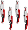 CORKAS Wine Key - Professional Handcrafted Heavy Duty Waiter Corkscrew, Compact Wine Opener with Double Hinged, Foil Cutter and Bottle Opener, Gifts for Severs, Sommelier, Bartenders (4Pack-Red)