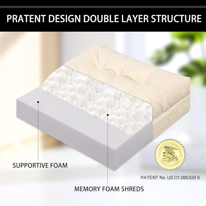 Recliner Cushions for Elderly, 20x20x5 Inch Thick Chair Cushion Patent Design Soft Tufted Dual Layer Booster Seat Cushions for Seniors Recliner Risers Beige 1P