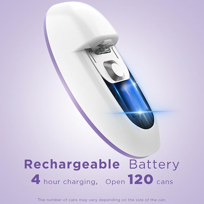 Canslab Ultrablade PRO Auto Stop USB Rechargeable Can Opener for Kitchen for Seniors with Arthritis, Long Battery Life, Handfree One Touch, Side Cut for Smooth Edge, Wall Mounted Small Size, Lilac