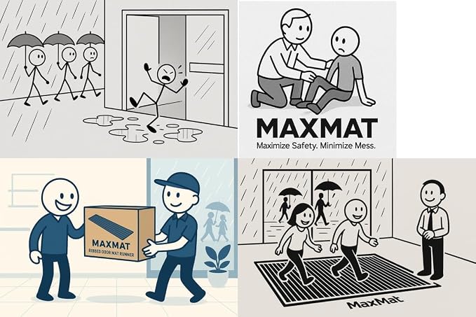 MaxMat® Extra Large Commercial Door Mat, Rubber Border Heavy Duty Door Mat, Waterproof, Low-Profile, Easy to Clean, Rubber Entry Mat. (Black, 3 x 6 feet)