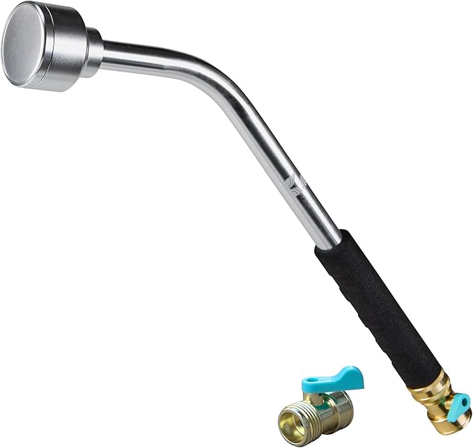 18 Inch Soft Rain Watering Wand 600007, Gentle Shower Spray, Heavy Duty Lightweight Metal Build, Comfort Grip, Flow Control Shut Off Valve, for Plants, Yards, Cars & Pets, by New England Garden Tools