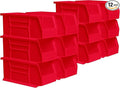 Akro-Mils 30230 AkroBins Plastic Storage Bins, Space-Saving Stackable Bins for Garage, Pantry, Craft Organization, 11" x 5" x 5", Red, 12-Pack