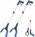 Grabber Reacher Tool - 32” Extra Long Foldable Gripper and Reaching Tool - Heavy Duty Pick Up Stick Grabbers for Seniors, Trash, Surgery Recovery Must Haves Gifts (Blue-2pc)