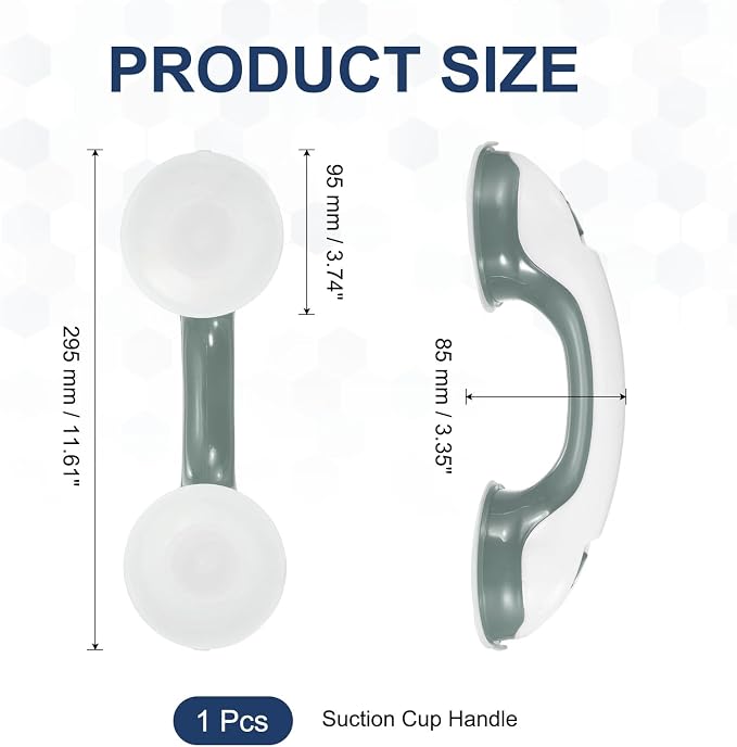 uxcell Grab Bars for Shower, 12 Inch Shower Handle Suction Cup, Grab Bars Elderly Assistance Products Safety Removable Grip Press-Lock for Seniors Bathtubs Bathroom Toilets, White/Green