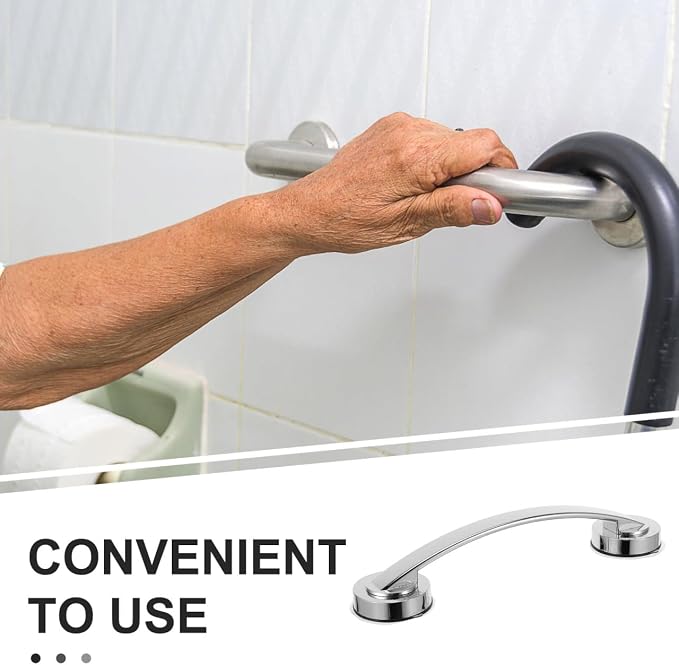 Zerodeko Suction Grab Bars for Shower 12 Inch Chrome Suction Shower Handles for Elderly Bathroom Safety Handrail Wall-Mounted Silver Grab Bar for Glass Doors