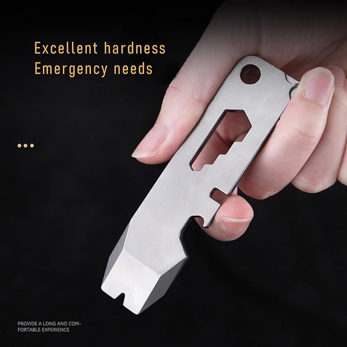 Titanium keychain tool,Lightweight Multipurpose Tool, Paint Can Opener, Pry Tools, Wrench Bottle Opener,Ideal Every Day Carry for Men, RFLPB05