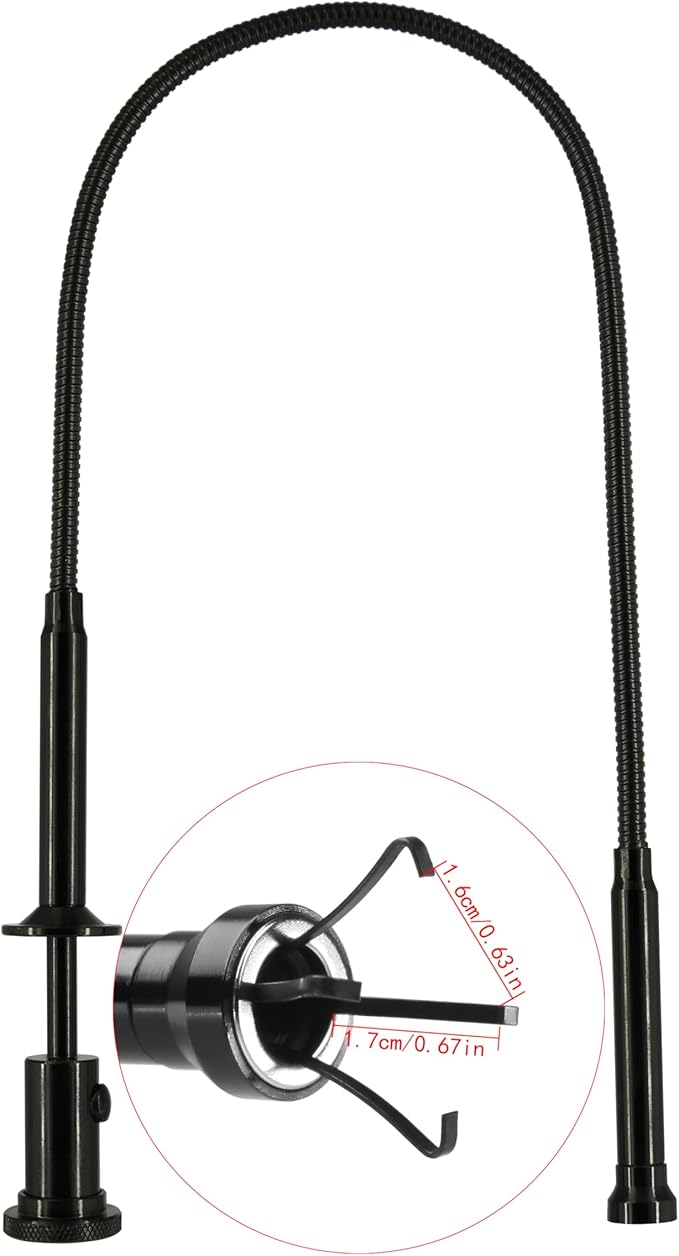 Flexible Claw Pickup Tool with Magnet Tool Flexible telescoping Claw led Light Grabber Extend，Long 28'' Four Claw 4-Claw for Small Parts Pickup Reacher Tool for Mechanics,Jewelry,Kids,etc. (Black)