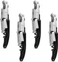 CORKAS Wine Key - Professional Handcrafted Heavy Duty Waiter Corkscrew, Compact Wine Opener with Double Hinged, Foil Cutter and Bottle Opener, Gifts for Severs, Sommelier, Bartenders (4Pack-Black)