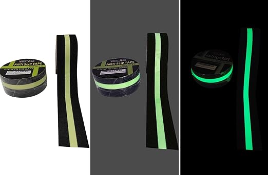 Premium Anti Slip Traction Tape 2" x 16.5 FT - Glow in Dark Green Stripe, No-Residue Tape for Stairs & Outdoor, Weatherproof, Easy Apply & Remove - Durable & High Visibility