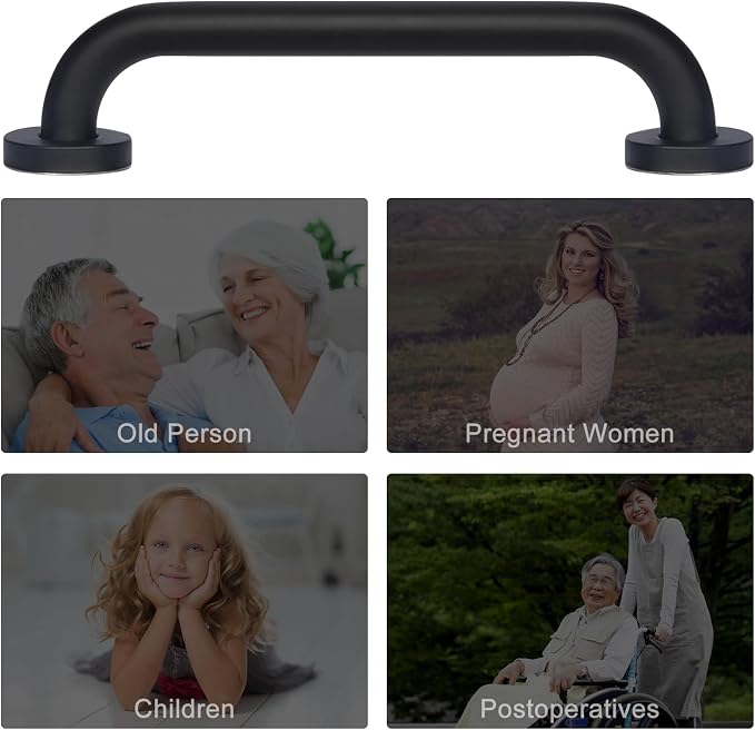 supregear Grab Bars for Bathtubs and Showers 2 Pack, 28 Inch Shower Grab Handrail for Seniors, Black Stainless Steel Safety Wall Handle for Elderly and Handicap
