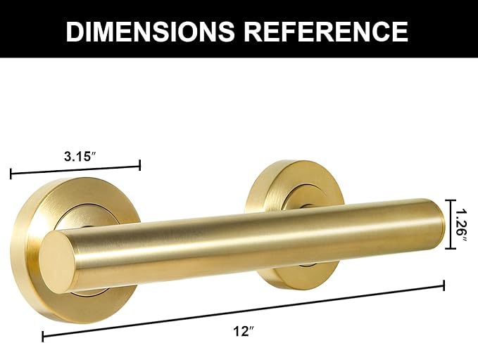 Lava Odoro Shower Grab Bar, Modern Stainless Steel Handicap Grab Bar for Bathtubs and Showers, Shower Safety Bar for Seniors Disabled, ADA-Compliant (Brushed Gold, 12 Inch)