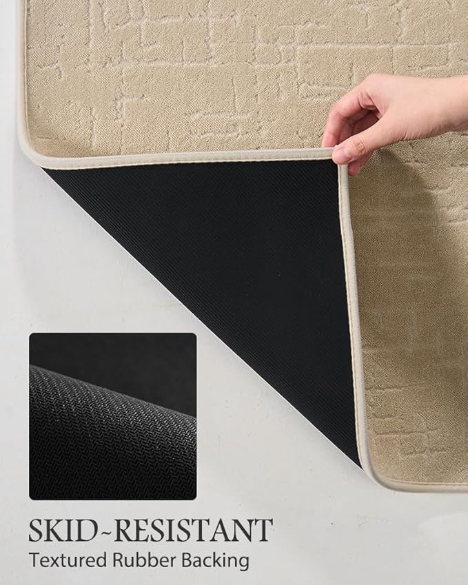 AMOAMI-Bath Mat-Absorbent Quick Dry Bathroom Floor Mats-Washable Rubber Backing Bath Mats for Bathroom Rugs Fit Under Door-Bath Rug for in Front of Sink Bathtub Shower Room, Camel 20''x32''