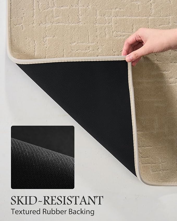 AMOAMI-Bath Mat-Absorbent Quick Dry Bathroom Floor Mats-Washable Rubber Backing Bath Mats for Bathroom Rugs Fit Under Door-Bath Rug for in Front of Sink Bathtub Shower Room, Camel 17''x24''