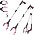 2-Pack 32" Grabber Reacher Tool, Foldable Reacher Grabber Pickup Tool with 360° Rotating Jaw & Magnetic Tip, GarbageTrash Picker Upper Grabber,Lightweight Grabbers for Seniors/Elderly(Pink)