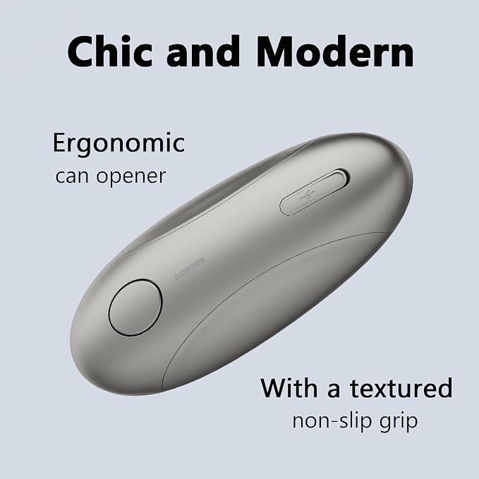 Automatic Electric Can Opener for Seniors for Kitchen:Anyone can Hands Free,One Touch Opener,Durable Blades,Rechargeable, Smooth Edge, Lightweight Small Size, Silver