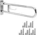 22.5 Inch Toilet Grab Bar, HUAS Chrome Anti Slip Bathroom Toilet Safety Rails, U Shaped Flip-Up Handicap Grab Bars w/Paper Holder, Stainless Steel Support Handrail for Elderly Disabled Senior