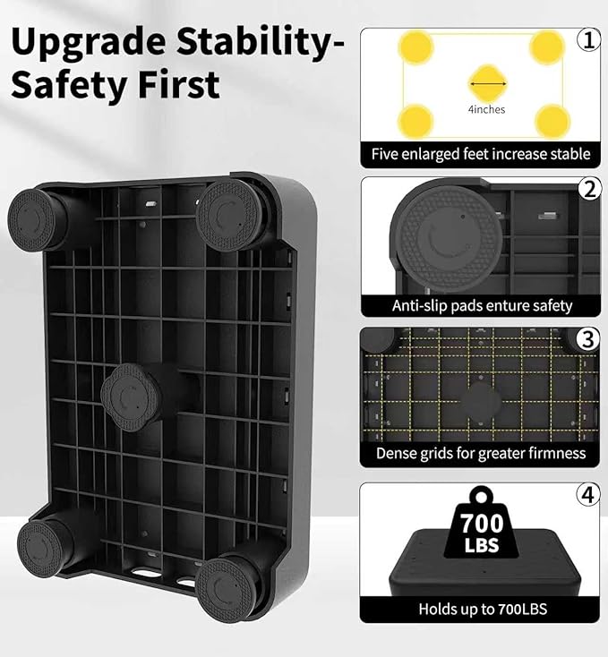 5-Level Adjustable Step Stool, Noctilucent Bedside Step, 700 LBS Capacity Safety Step Platform, Indoor Foot Stool for Seniors and Kids, Wide Step Stools Elderly Assistance at Night