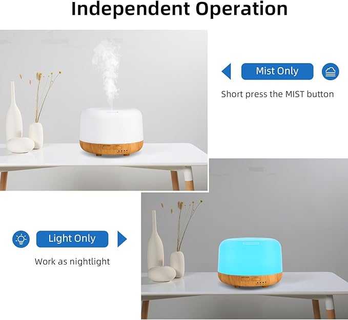 SPLITSKY Aromatherapy Essential Oil Home Diffuser with Remote Control, 300ML Large Room Cool Mist Air Humidifier, 8 Hours Quiet Operation, Timer, 7 Colors LED Night Night，Suitable Home,Yoga.